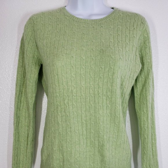 Tweeds Womens Cashmere Sweater Green Cable Knit Long Sleeved Size Small - Picture 7 of 9